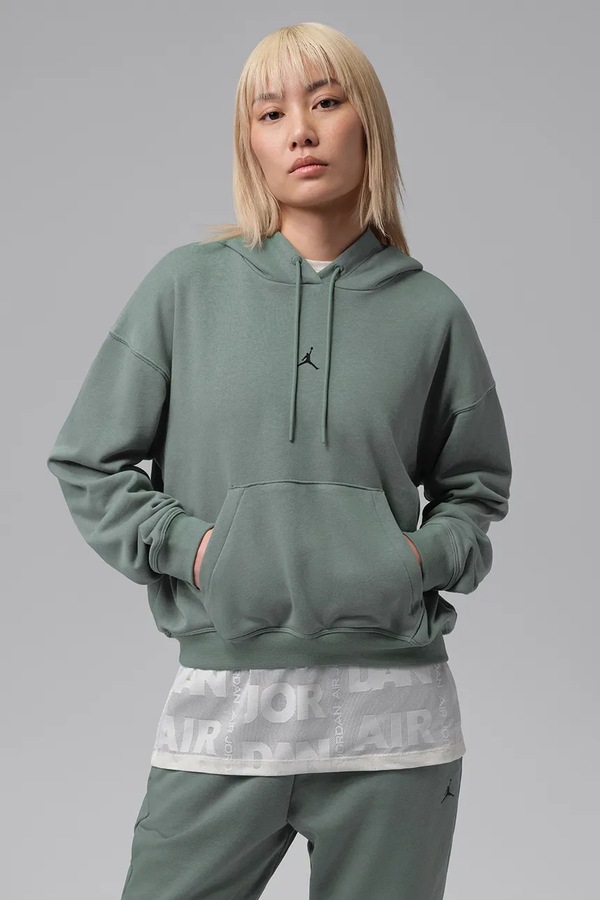 Кофта з капюшоном жіноча з бавовною Jordan Sport Crossover колір зелений