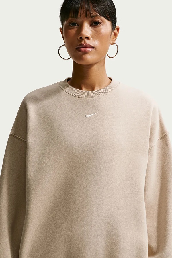 Кофта оверсайз жіноча з бавовною Nike Sportswear Studio Fleece колір бежевий