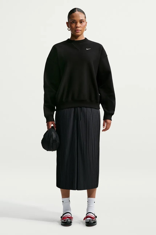 Кофта оверсайз жіноча з бавовною Nike Sportswear Studio Fleece колір чорний