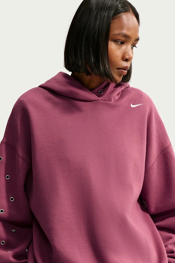 Кофта оверсайз жіноча з бавовною Nike Sportswear Studio Fleece колір рожевий фото 3