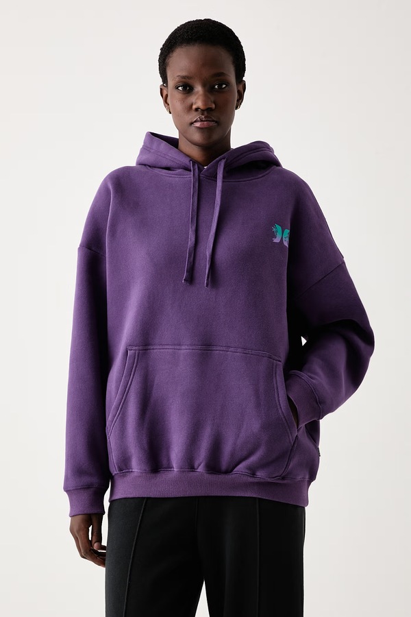 Кофта з капюшоном жіноча з бавовною Hurley колір фіолетовий фото 2