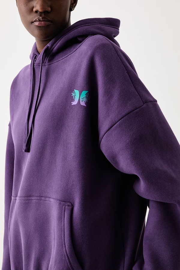 Кофта з капюшоном жіноча з бавовною Hurley колір фіолетовий фото 4