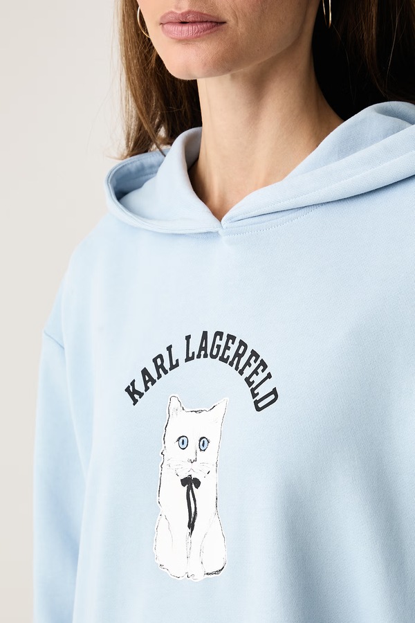 Кофта з капюшоном жіноча бавовняна Karl Lagerfeld колір блакитний фото 2