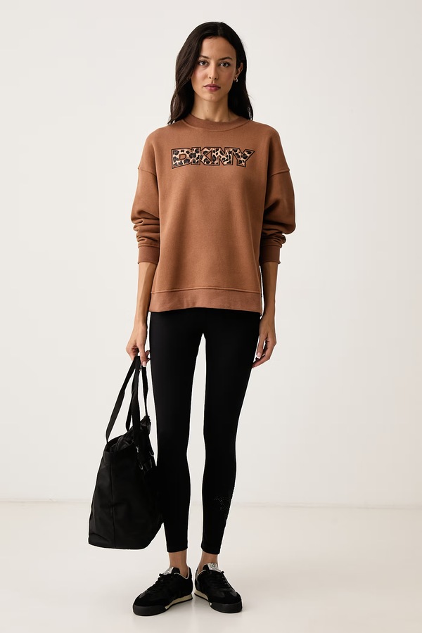 Кофта жіноча з бавовною DKNY колір коричневий