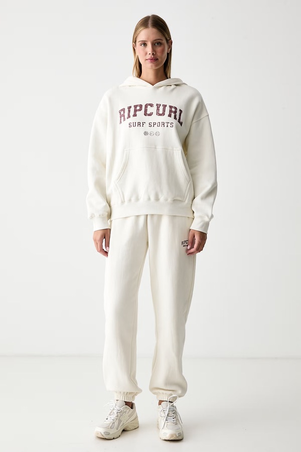 Кофта з капюшоном жіноча бавовняна Rip Curl VARSITY SPORTS колір бежевий фото 2