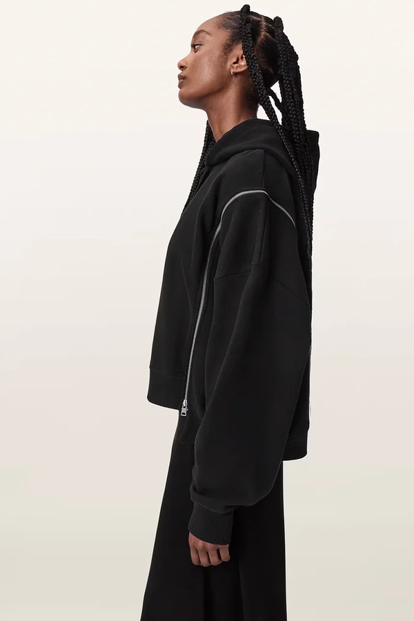 Кофта з капюшоном жіноча бавовняна AllSaints CIARA колір чорний фото 4