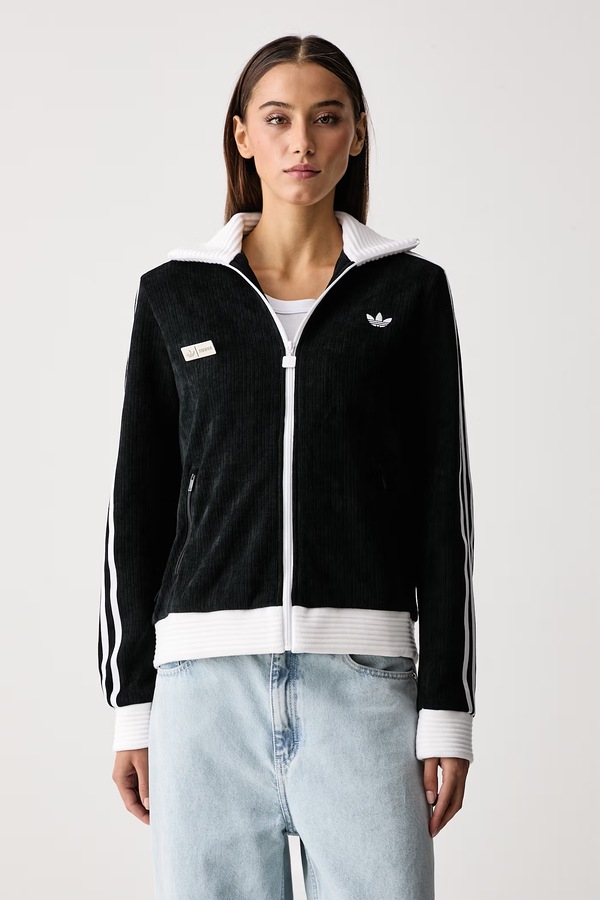 Кофта на застібці жіноча з бавовною adidas Originals Adiluna Season 2 x Jennie колір чорний