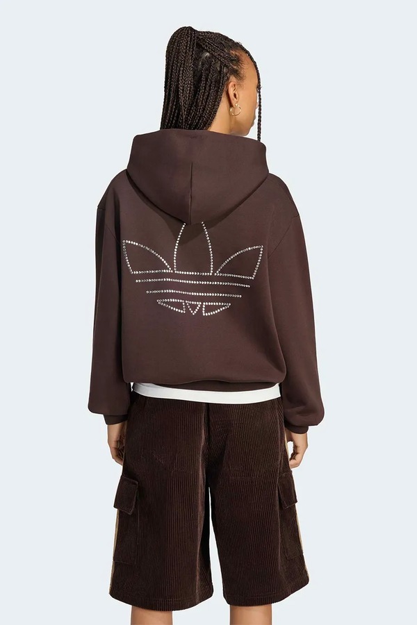 Кофта з капюшоном жіноча з бавовною adidas Originals колір коричневий фото 2