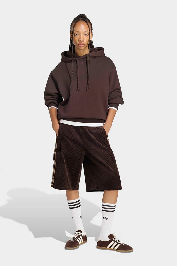 Кофта з капюшоном жіноча з бавовною adidas Originals колір коричневий фото 3