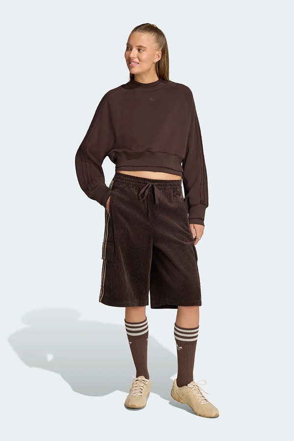 Кофта жіноча бавовняна adidas Originals Winterized Double колір коричневий фото 3