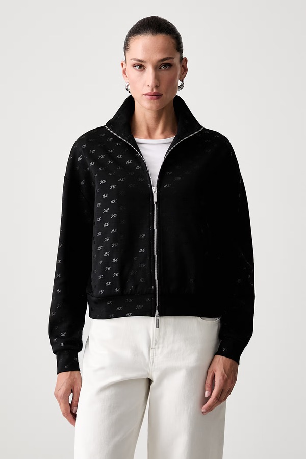 Кофта на застібці жіноча з бавовною Armani Exchange колір чорний