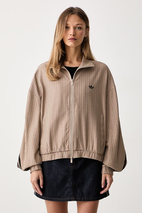 Кофта на застібці жіноча з віскозою adidas Originals Checks колір бежевий