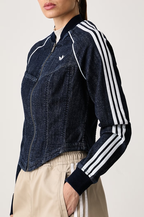 Кофта на застібці жіноча джинсова adidas Originals Superstar Denim колір темно-синій фото 4