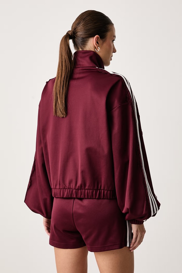 Кофта на застібці жіноча adidas Originals Lace Injection колір бордовий фото 2
