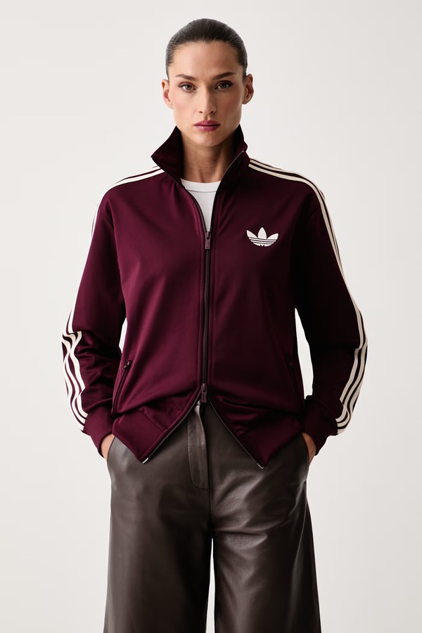 Кофта на застежке женская adidas Originals Firebird цвет бордовый