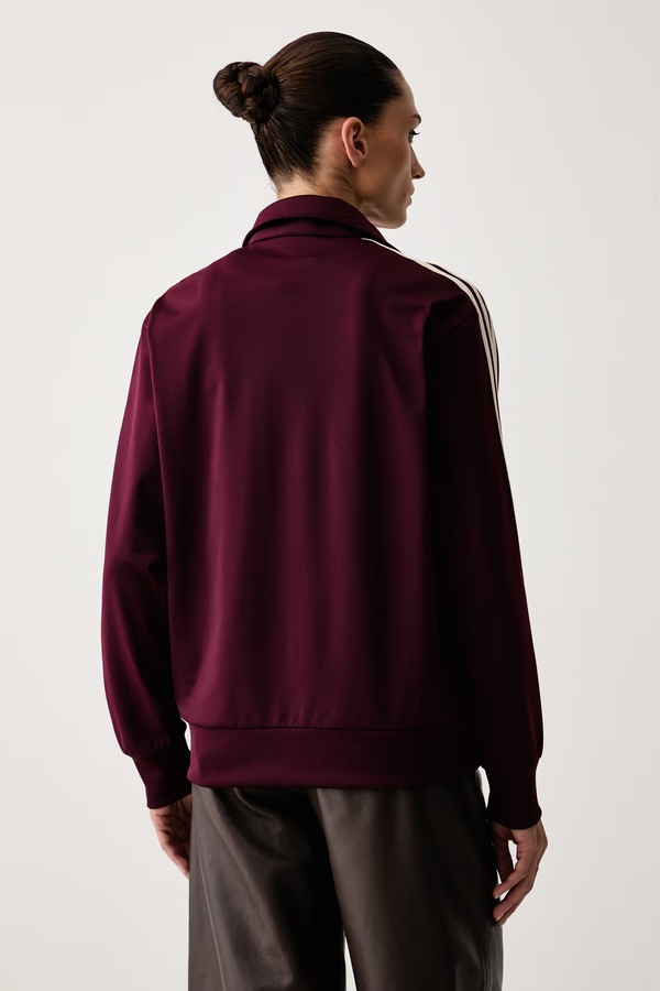 Кофта на застібці жіноча adidas Originals Firebird колір бордовий фото 2