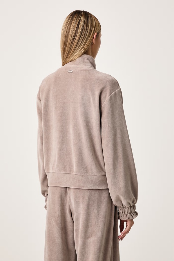 Кофта на застібці жіноча велюрова EA7 Emporio Armani колір коричневий фото 3