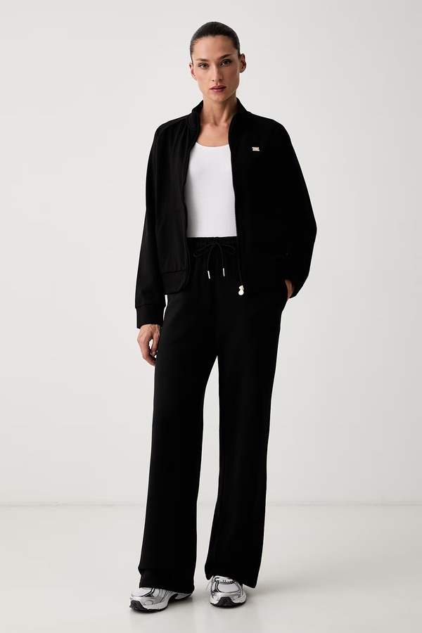 Кофта на застібці жіноча бавовняна з еластаном EA7 Emporio Armani колір чорний