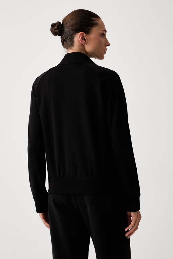 Кофта на застібці жіноча бавовняна з еластаном EA7 Emporio Armani колір чорний фото 2