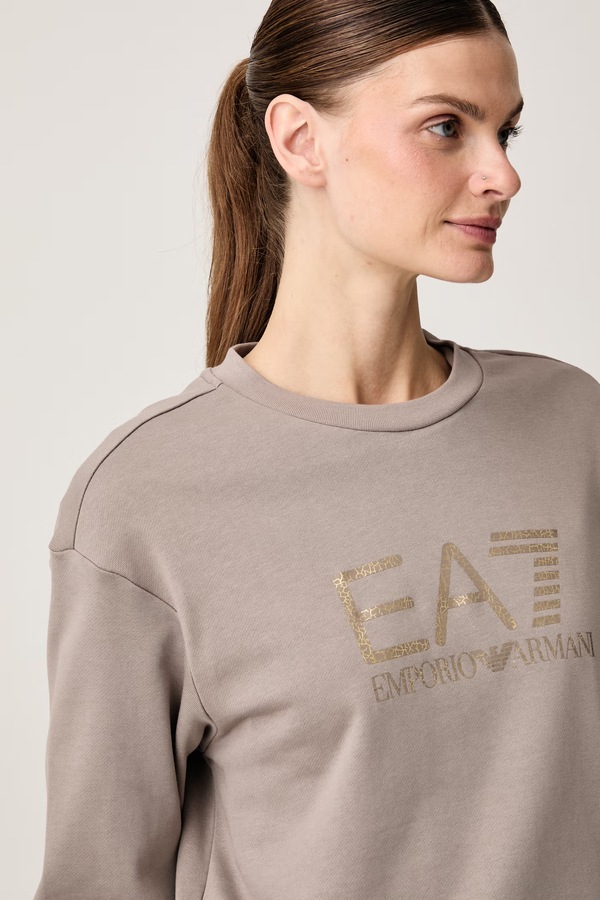 Кофта жіноча з бавовною EA7 Emporio Armani колір бежевий фото 4
