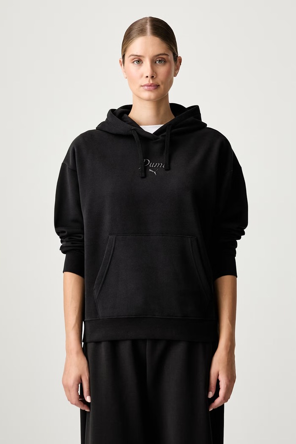 Кофта з капюшоном жіноча з бавовною Puma Essentials колір чорний