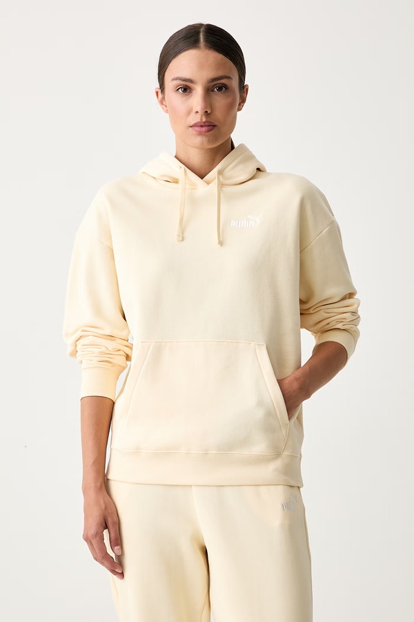 Кофта з капюшоном жіноча з бавовною Puma Essentials колір жовтий