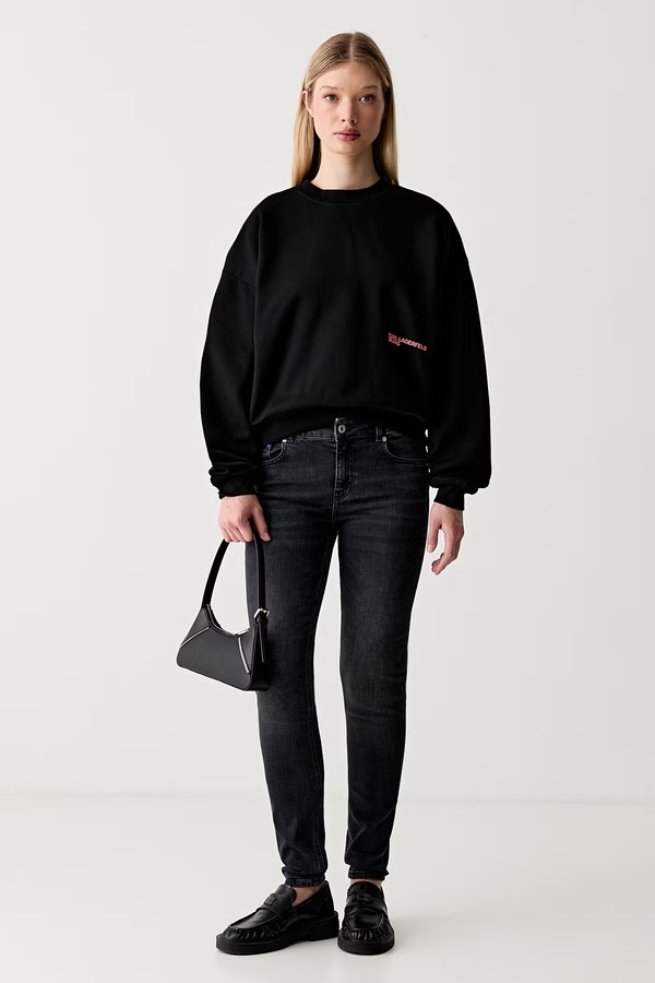 Кофта оверсайз жіноча бавовняна Karl Lagerfeld Jeans колір чорний