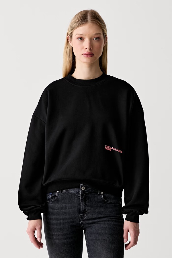 Кофта оверсайз жіноча бавовняна Karl Lagerfeld Jeans колір чорний фото 2