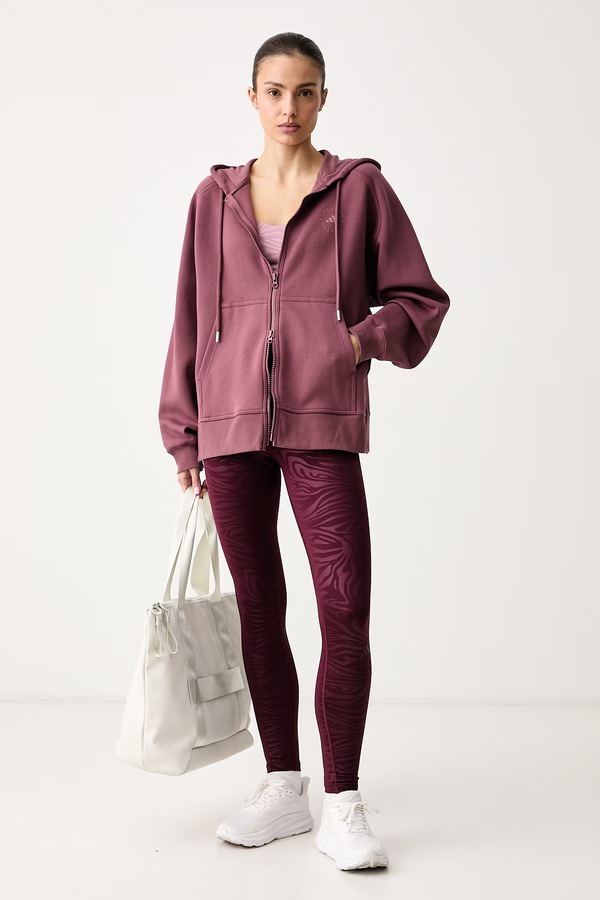 Кофта на застібці з капюшоном жіноча з бавовною adidas by Stella McCartney колір фіолетовий фото 2