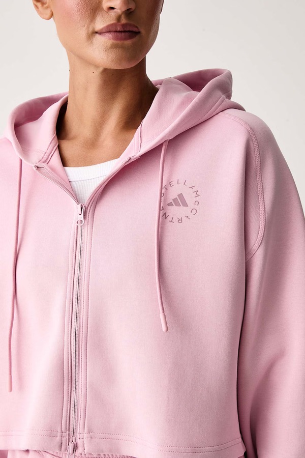 Кофта на застібці з капюшоном жіноча з бавовною adidas by Stella McCartney колір рожевий фото 4