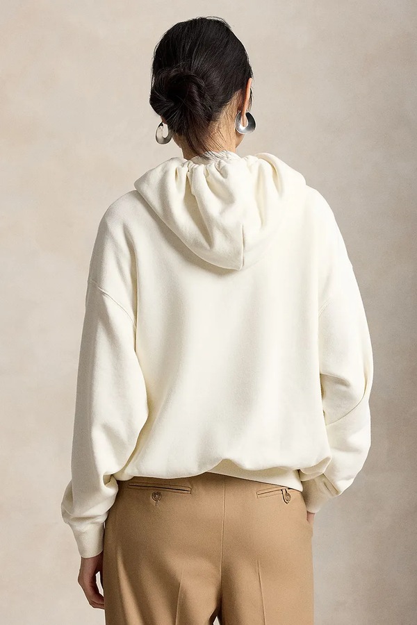Кофта з капюшоном жіноча з бавовною Polo Ralph Lauren колір бежевий