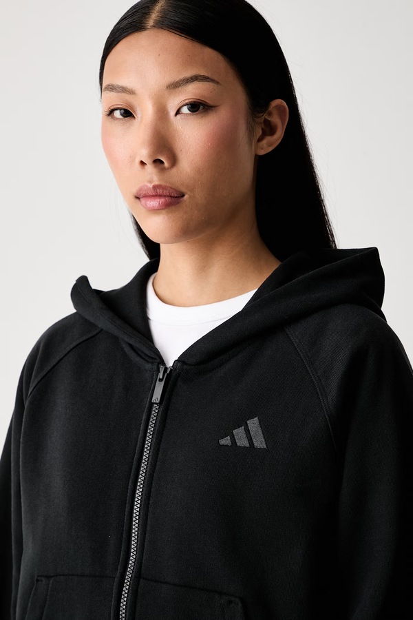Кофта з капюшоном жіноча бавовняна adidas колір чорний фото 4