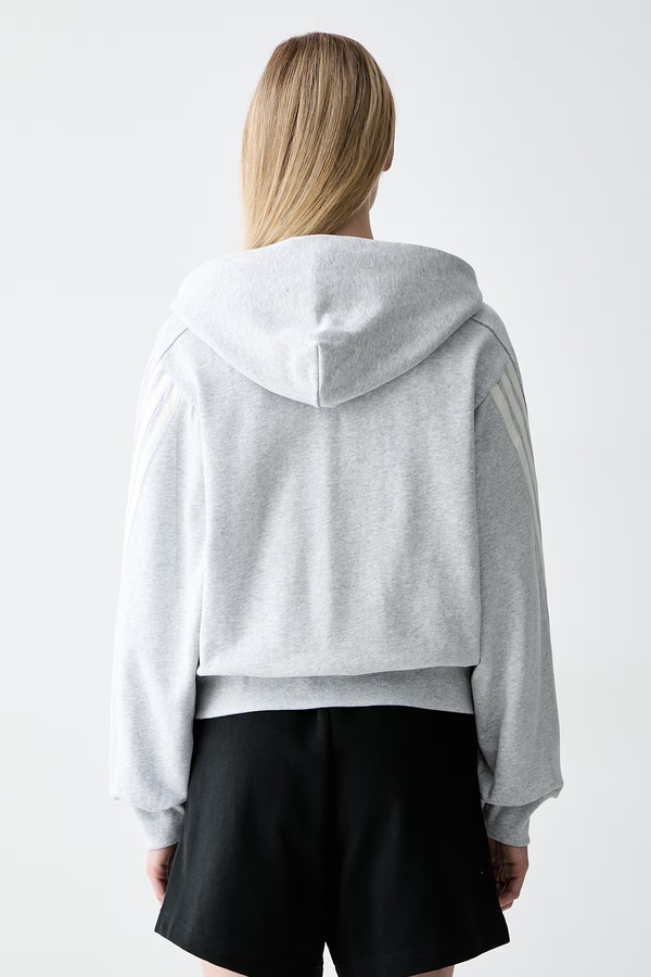Кофта на застібці з капюшоном жіноча бавовняна adidas колір сірий фото 2