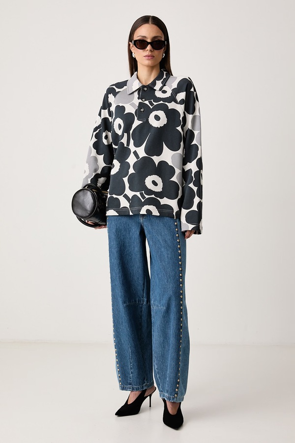 Кофта жіноча бавовняна Marimekko колір сірий фото 2