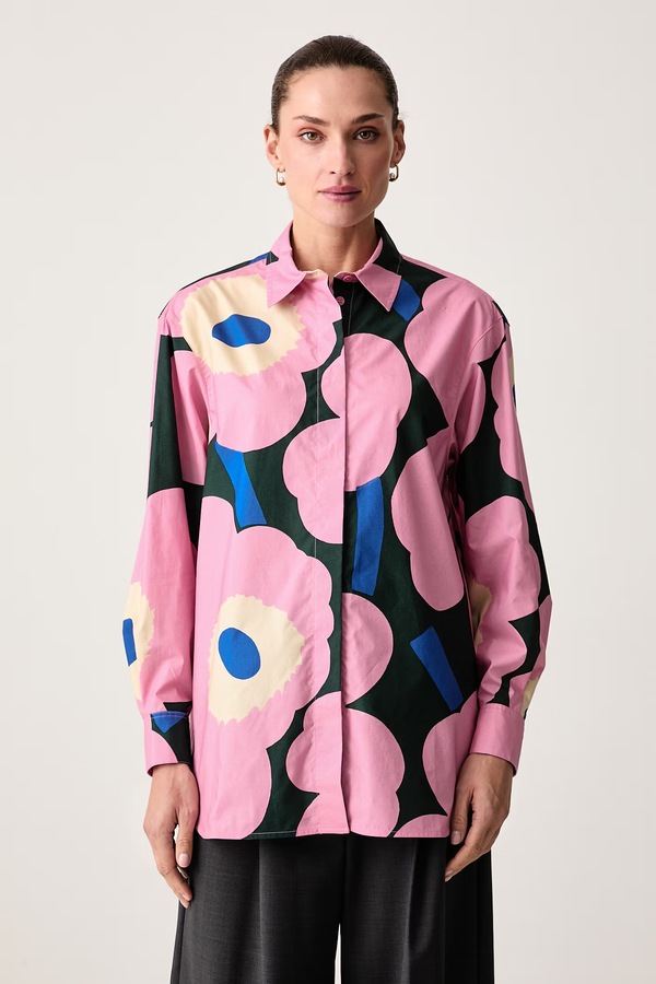 Сорочка жіноча бавовняна Marimekko колір рожевий