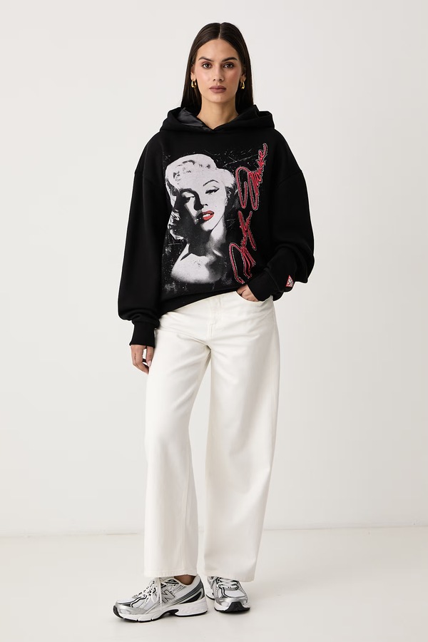 Кофта жіноча з бавовною Guess x MARILYN MONROE колір чорний фото 2