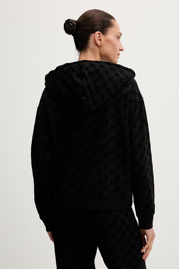 Кофта loungewear жіноча з бавовною HUGO FLOKKY_JACKET колір чорний фото 2