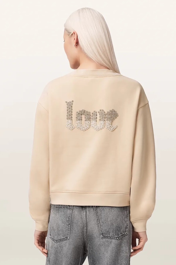 Кофта жіноча з бавовною AllSaints PEACE колір бежевий
