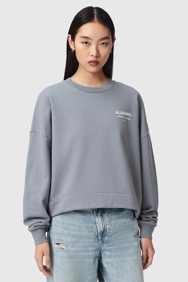 Кофта оверсайз жіноча бавовняна AllSaints DREAMER колір блакитний
