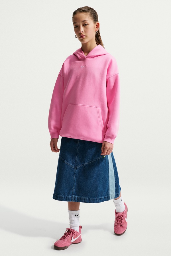 Кофта оверсайз дитяча з бавовною Studio Nike Sportswear колір рожевий