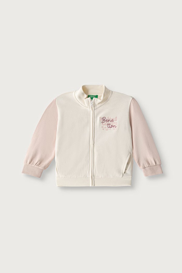 Кофта на застібці дитяча бавовняна United Colors of Benetton колір білий