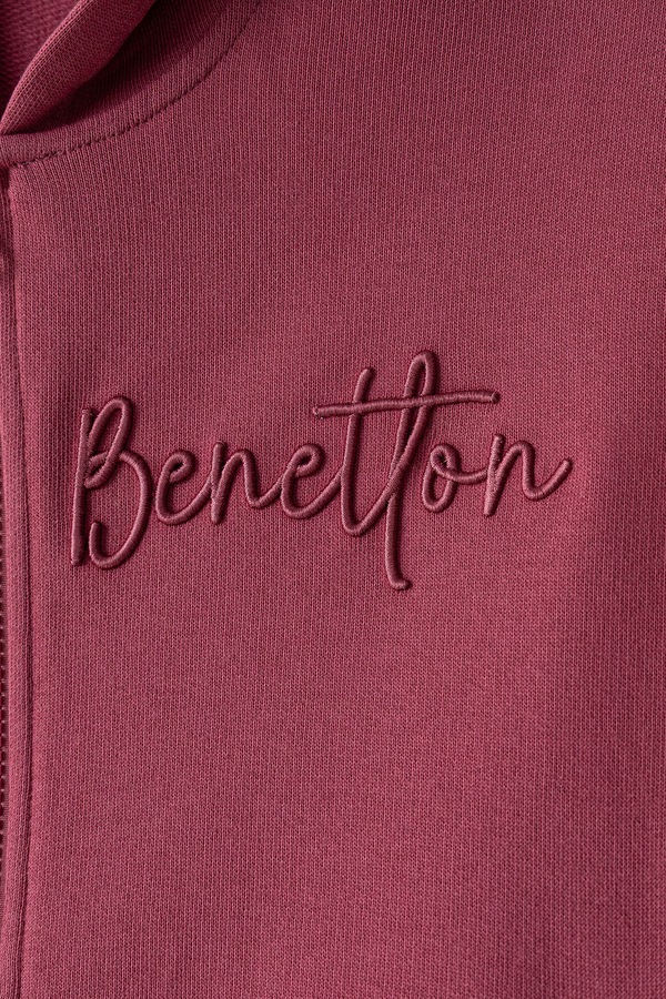 Кофта на застібці з капюшоном дитяча бавовняна United Colors of Benetton колір рожевий фото 2
