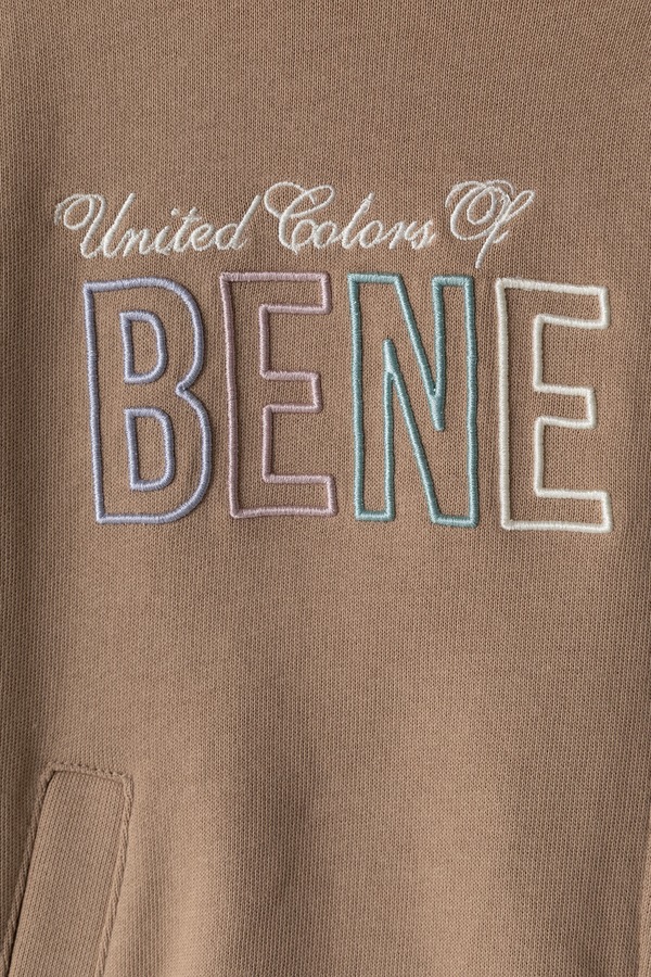 Кофта на застібці з капюшоном дитяча бавовняна United Colors of Benetton колір бежевий фото 2