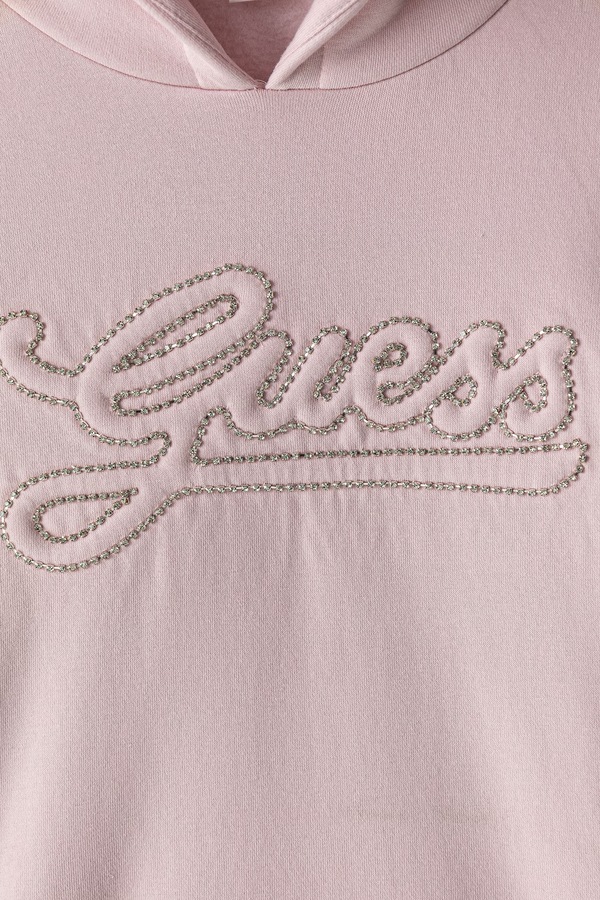 Кофта з капюшоном дитяча з бавовною Guess колір рожевий фото 2