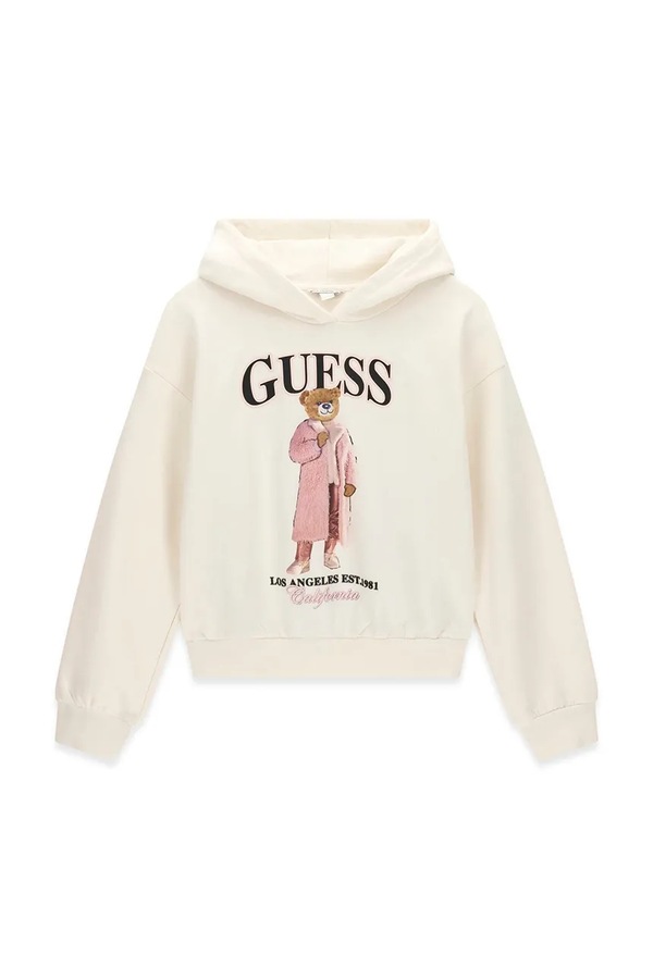 Кофта з капюшоном дитяча бавовняна Guess колір бежевий