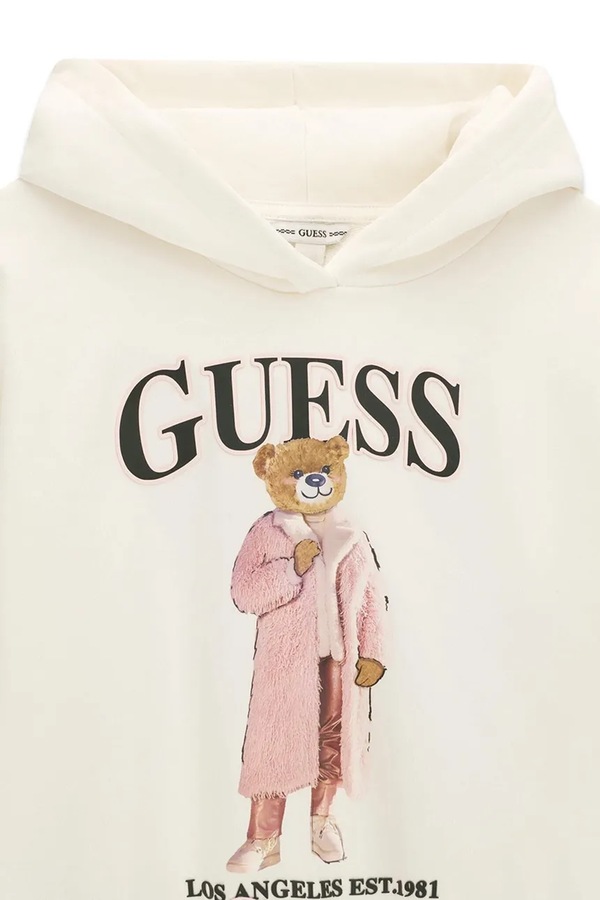 Кофта з капюшоном дитяча бавовняна Guess колір бежевий фото 3