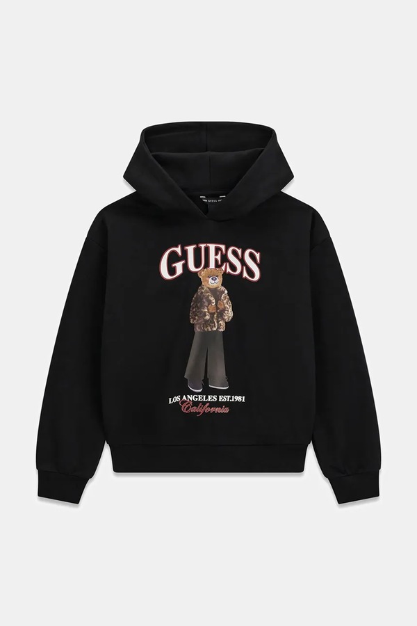 Кофта з капюшоном дитяча бавовняна Guess колір чорний