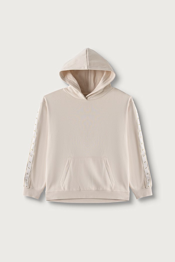Кофта з капюшоном дитяча з бавовною Puma ESS TAPE Relaxed Hoodie колір бежевий