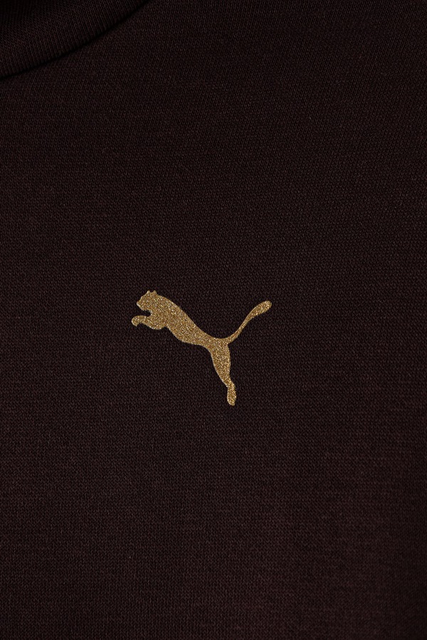 Кофта с капюшоном детская с хлопком Puma ESS TAPE Relaxed Hoodie цвет коричневый фото 2