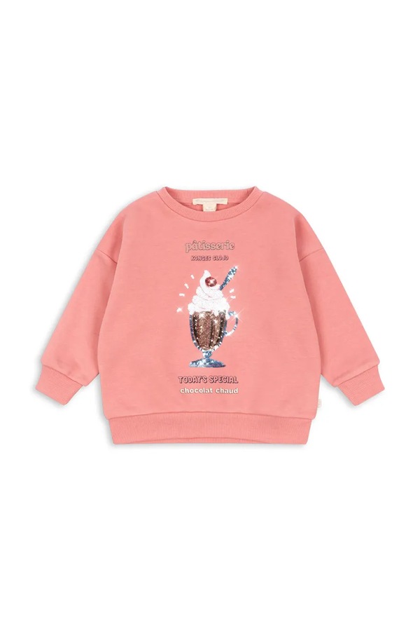 Кофта дитяча з бавовною Konges Sløjd LOU SEQUIN SWEAT SHIRT GOTS колір рожевий